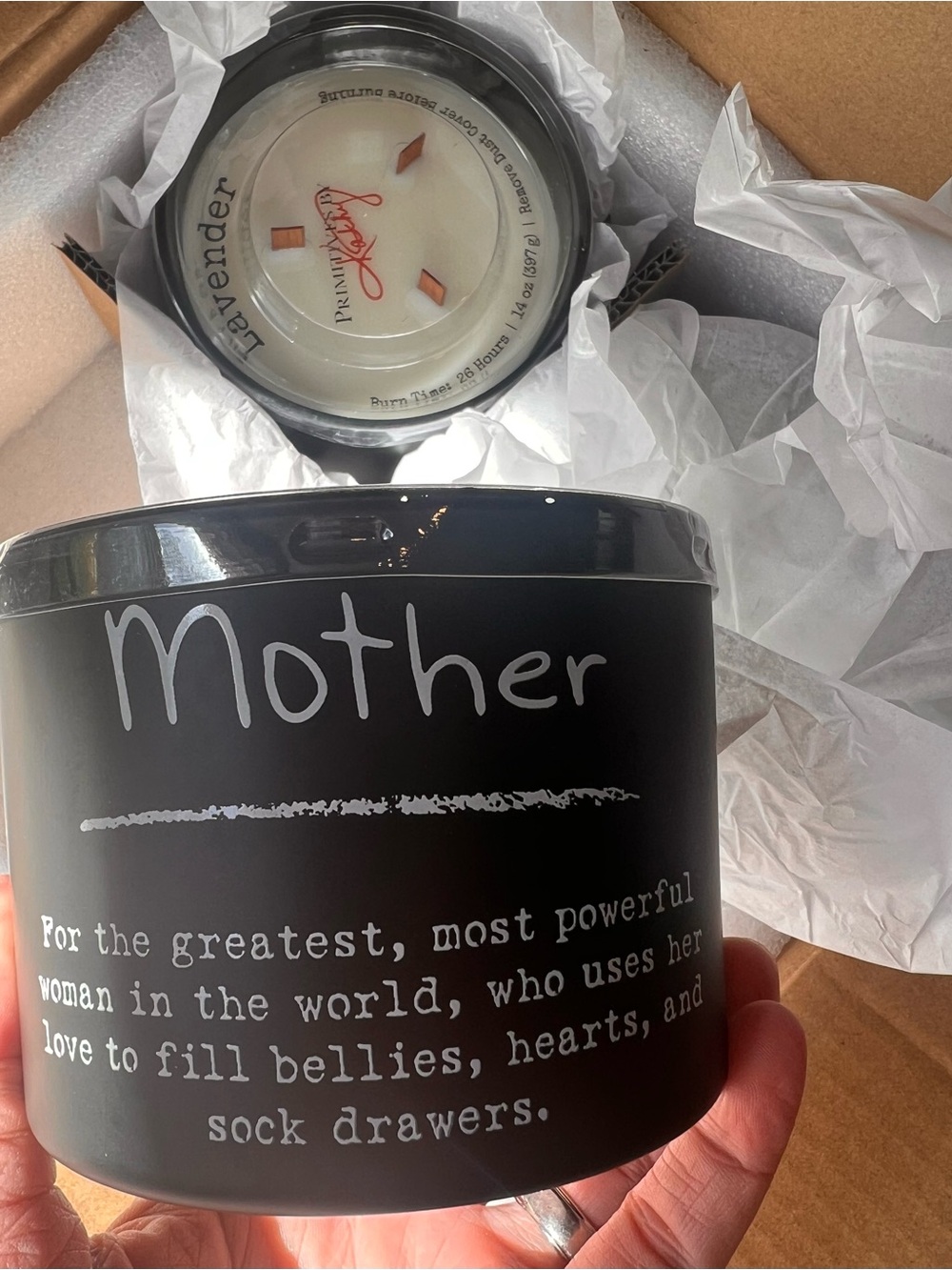 Primitives by Kathy Mother Lavender Scented Candle - Black Tin